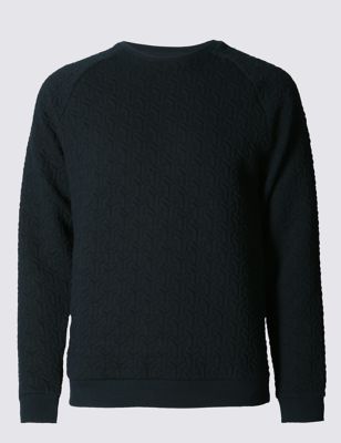 Tailored Fit Quilted Long Sleeve Polo Sweatshirts